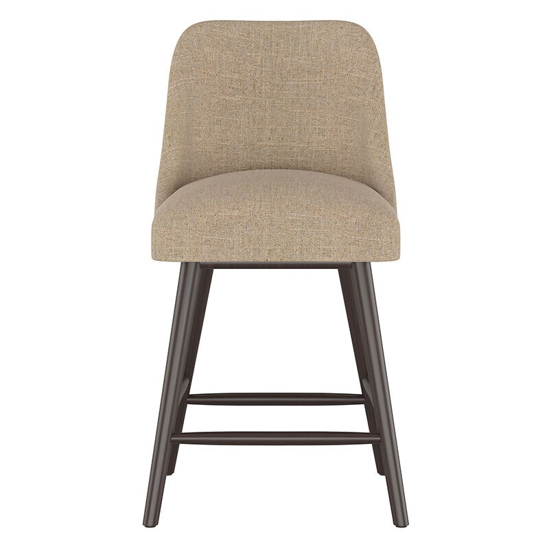 Skyline Furniture Modern Mid Century Counter Stool in Linen Fabric - Sandstone, Sandstone, hires