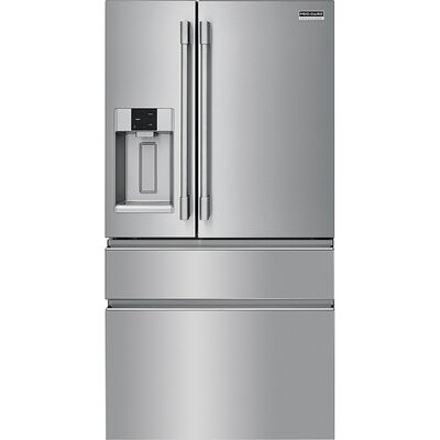 Frigidaire Professional 36 in. 21.4 cu. ft. Counter Depth 4-Door French Door Refrigerator with External Ice & Water Dispenser- Stainless Steel | PRMC2285AF