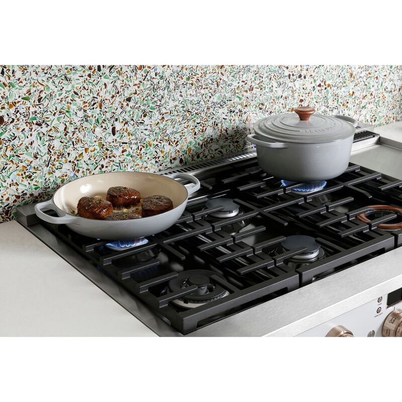 Cafe Commercial-Style 48 in. 8.2 cu. ft. Smart Air Fry True European Convection Double Oven Dual Fuel Range with 6 Sealed Burners & Griddle - Stainless Steel, Stainless Steel, hires