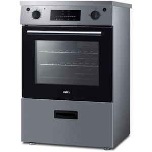 Summit 24 in. 2.6 cu. ft. Standard Convection Slide-In Electric Range with 4 Induction Burners - Stainless Steel, Stainless Steel, hires