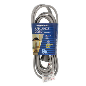 Leviton 9 Ft. Indoor-Use Air Conditioner Extension Cord - Gray, , hires