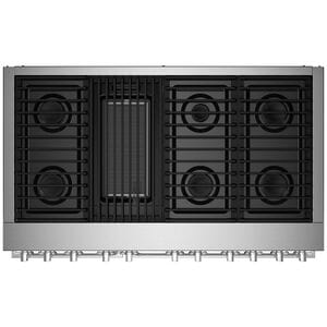 JennAir Noir Series 48 in. 6.3 cu. ft. Smart True European Convection Double Oven Dual Fuel Range with 6 Sealed Burners & Grill - Stainless Steel, , hires