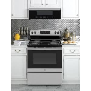 GE 30 in. 1.2 cu. ft. 1000W Low Profile Over-the-Range Microwave with 400 CFM & Sensor Cooking - Stainless Steel, , hires