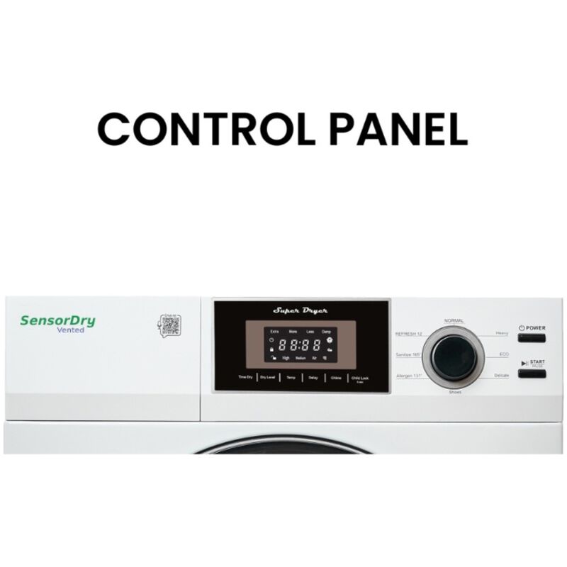 Equator Premium Compact 24 in. 3.1 cu. ft. Stackable Electric Dryer with Sensor Dry & Sanitize Cycle - White, , hires