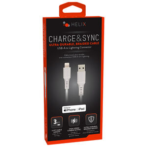 Helix 3ft. USB-A to Lightning Cable (White), , hires