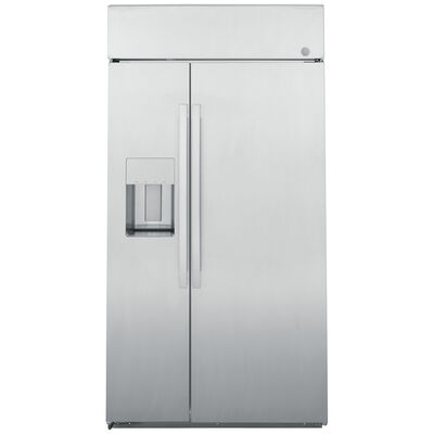 GE Profile 48 in. 28.7 cu. ft. Built-In Smart Counter Depth Side-by-Side Refrigerator with External Ice & Water Dispenser - Stainless Steel | PSB48YSNSS