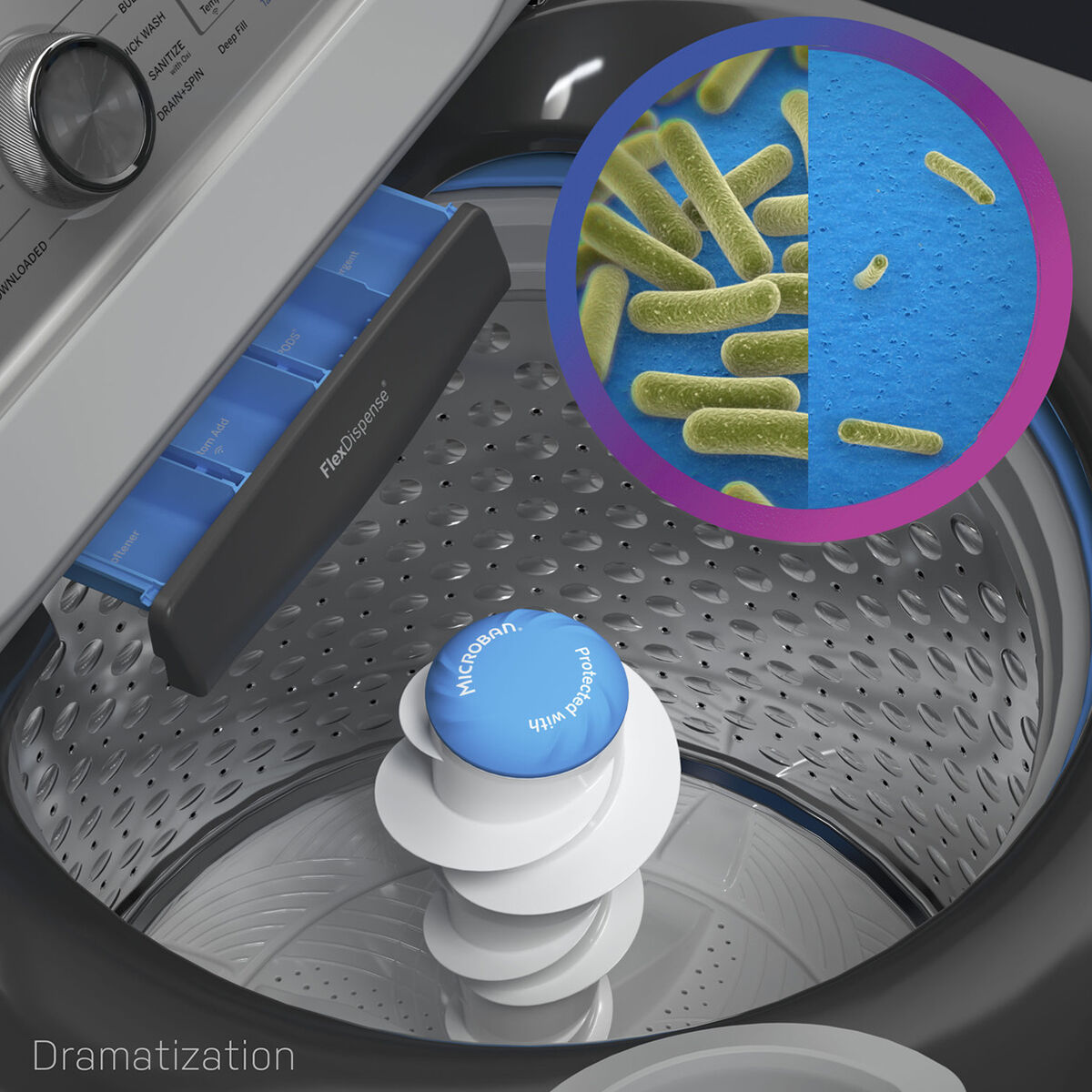 Ge washer top outlet load with agitator