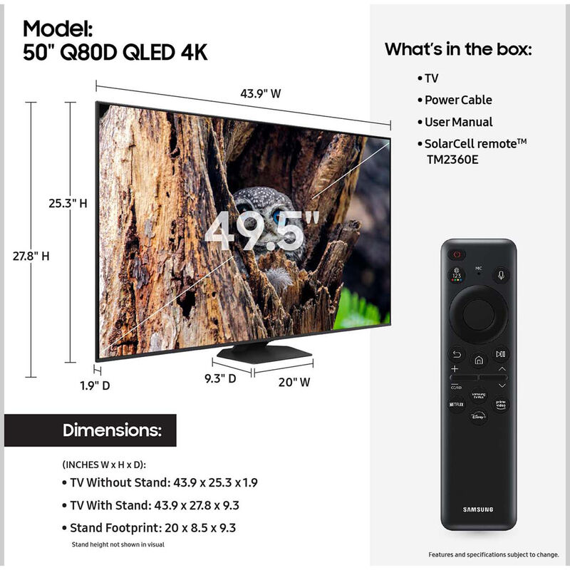 Samsung - 50" Class Q80D Series QLED 4K UHD Smart Tizen TV, , hires