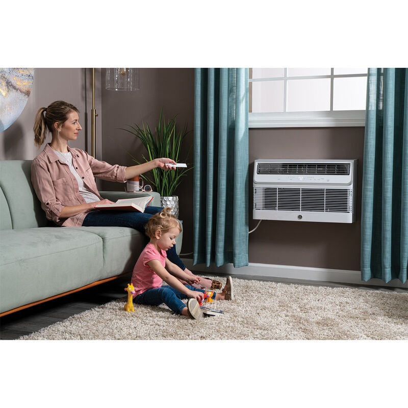 GE 14,000 BTU 230V Smart Through-the-Wall Air Conditioner with 3 Fan Speeds, Sleep Mode & Remote Control - White, , hires