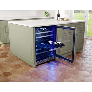 Zephyr Presrv Series 24 in. Compact Built-In/Freestanding 5.2 cu. ft. Wine Cooler with 45 Bottle Capacity, Dual Temperature Zone & Digital Control - Stainless Steel, , hires
