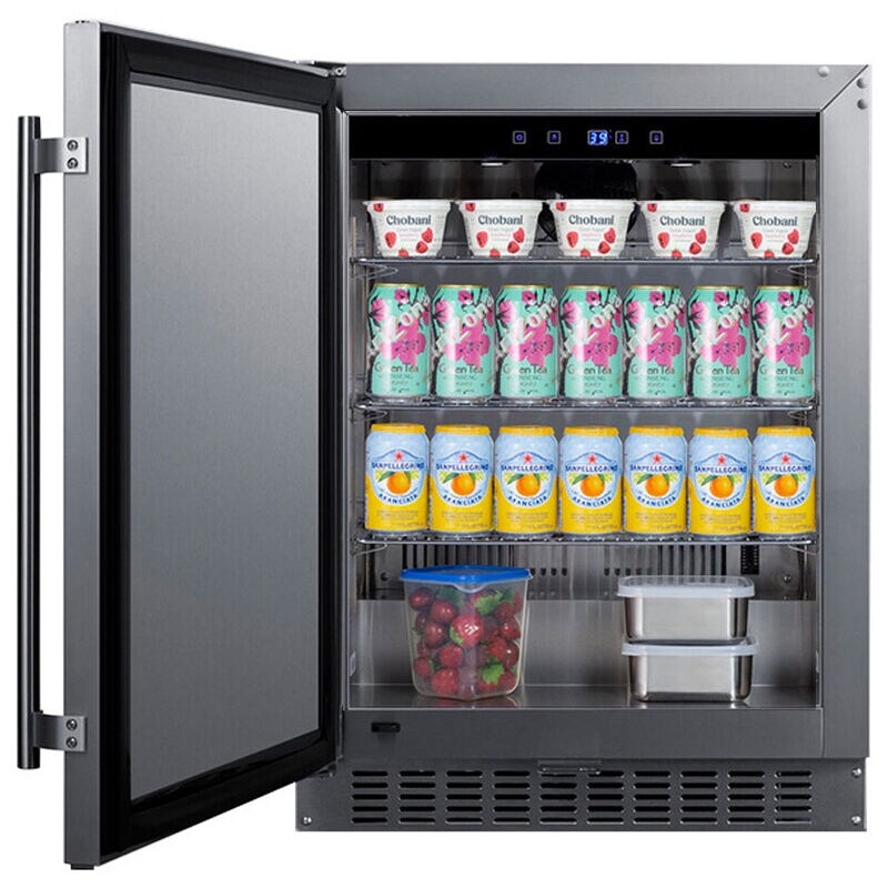 Summit 24 in. 3.1 cu. ft. Left-Higned Outdoor Undercounter Refrigerator - Stainless Steel, , hires