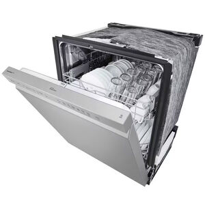 LG 24 in. Front Control Smart Dishwasher with 48 dBa Sound Level & Pocket - Stainless Steel, , hires