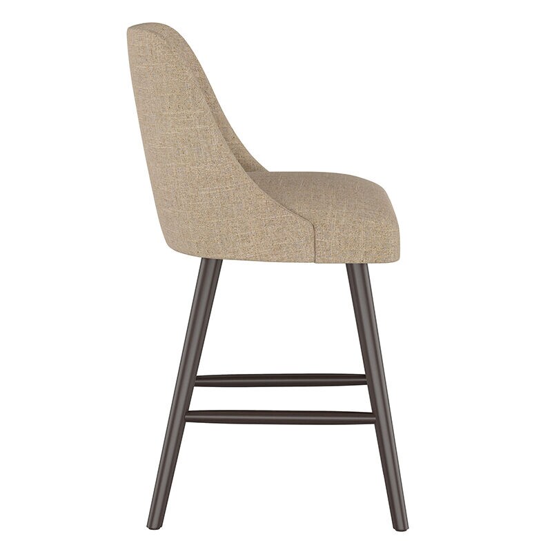 Skyline Furniture Modern Mid Century Counter Stool in Linen Fabric - Sandstone, Sandstone, hires