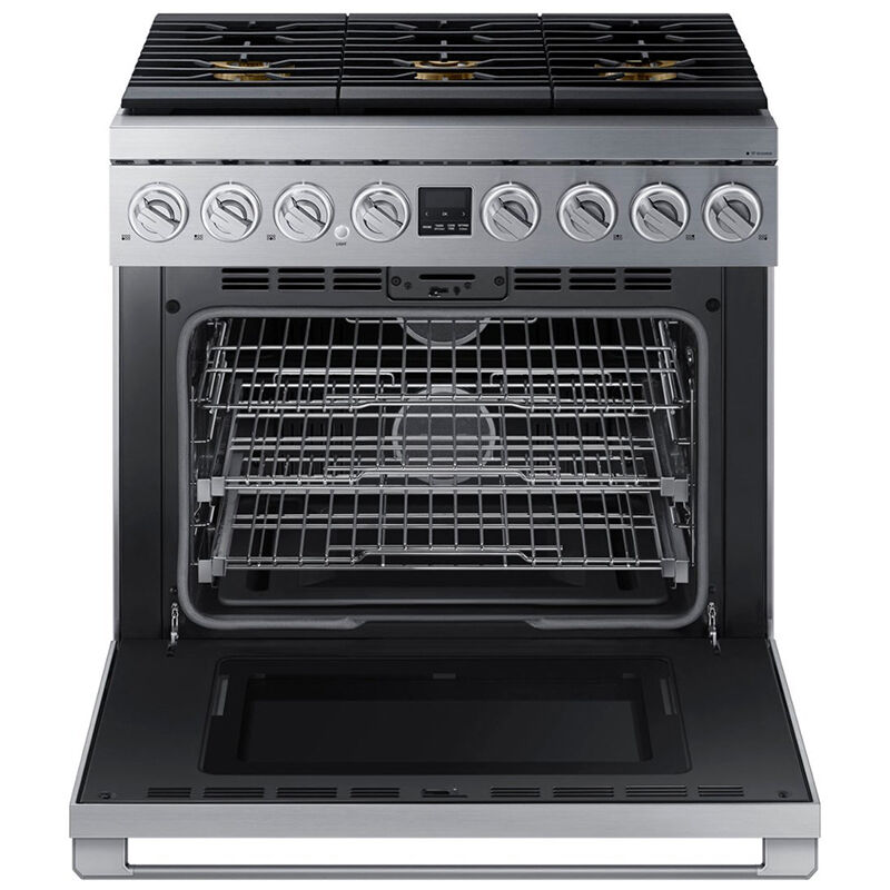 Dacor 36 in. 5.9 cu. ft. Smart Convection Oven Freestanding Gas Range with 6 Brass Burners - Silver Stainless, , hires