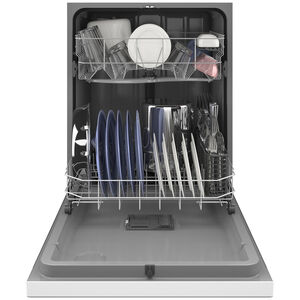 GE 24 in. Front Control Flush-Mount Dishwasher with 55 dBa Sound Level, Dry Boost & Pocket Handle - White, White, hires