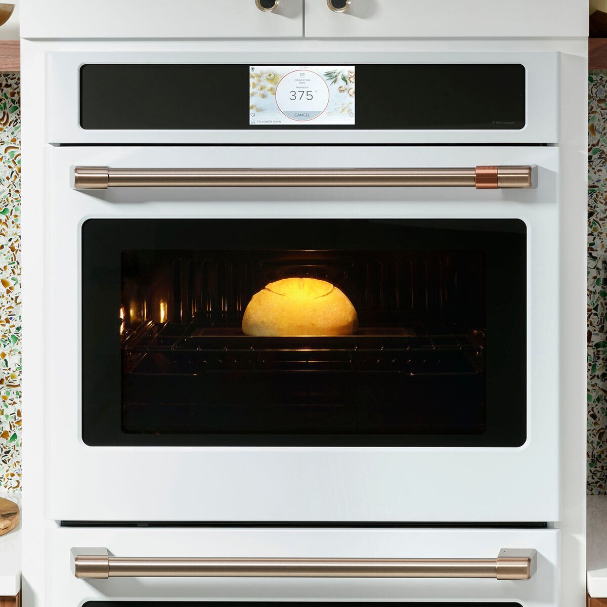 Cafe Professional Series 29 5.0 Cu Ft. Electric Wall Oven with True European Convection with Direct Air Self Clean Matte White P.C. Richard Son