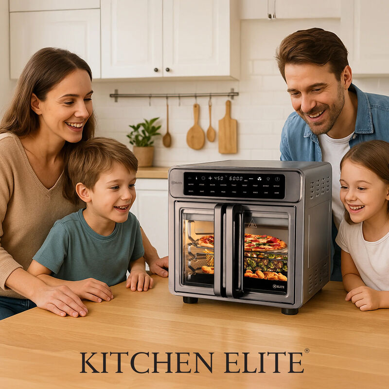 Kitchen Elite 16 Quart French Door Air Fryer Oven Countertop Convection Cooker with LED Display - Stainless Steel, , hires