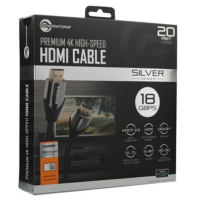 Generations 18.0 Gbps High Speed 20' Silver Series HDMI Cable | X4420