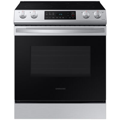 Samsung 30 in. 6.3 cu. ft. Smart Oven Slide-In Electric Range with 5 Smoothtop Burners - Stainless Steel | NE63T8111SS
