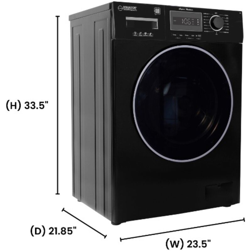 Equator Compact 24 in. 1.57 cu. ft. Stackable Front Load Washer with Pet & Sanitize Cycle - Black, , hires