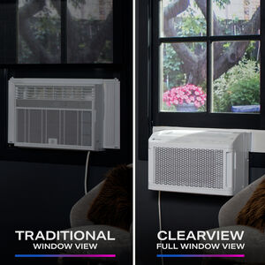 GE Profile Clearview 8,300 BTU Smart Saddle Window Air Conditioner with 3 Fan Speeds, Sleep Mode & Remote Control - White, , hires