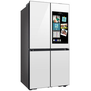 Samsung Bespoke 36 in. 28.6 cu. ft. Smart 4-Door French Door Refrigerator with Internal Water Dispenser - White Glass, White Glass, hires