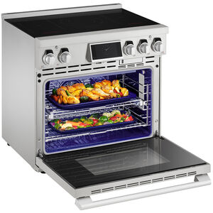 SKS 36 in. 6.3 cu. ft. Smart Air-Fry Standard Convection Steam Electric Range with 5 Induction Burners - Stainless Steel, , hires