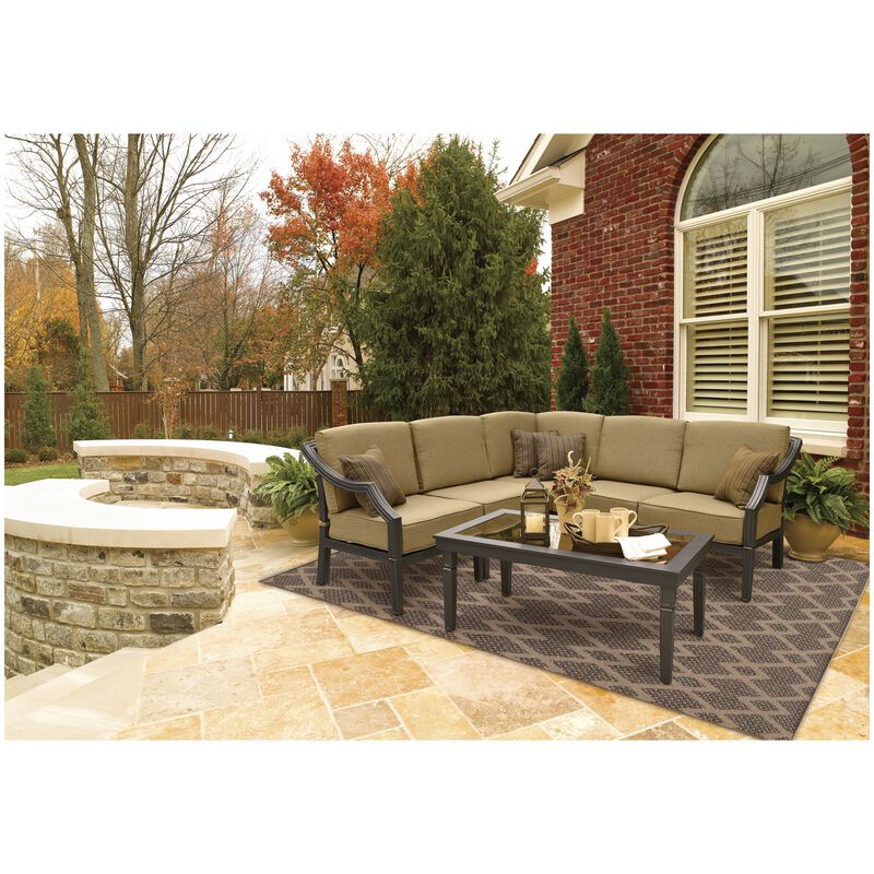 Natco Santorini Collection Outdoor Area Rug Chevron 7'10"x9'10" - Natural/Pebble, , hires