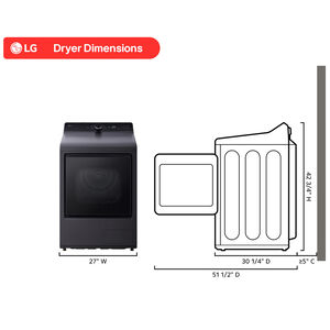LG 27 in. 7.3 cu. ft. Smart Ventless Electric Dryer with Heat Pump & Sensor Dry - Matte Black, Matte Black, hires