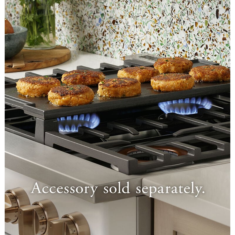 Cafe 36 in. 5.7 cu. ft. Smart Air Fry True European Convection Dual Fuel Range with 6 Sealed Burners - Matte White, Matte White, hires