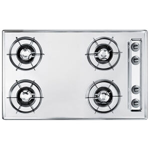Summit 30 in. 4-Burner Natural Gas Cooktop with Gas Spark Ignition - Chrome, , hires