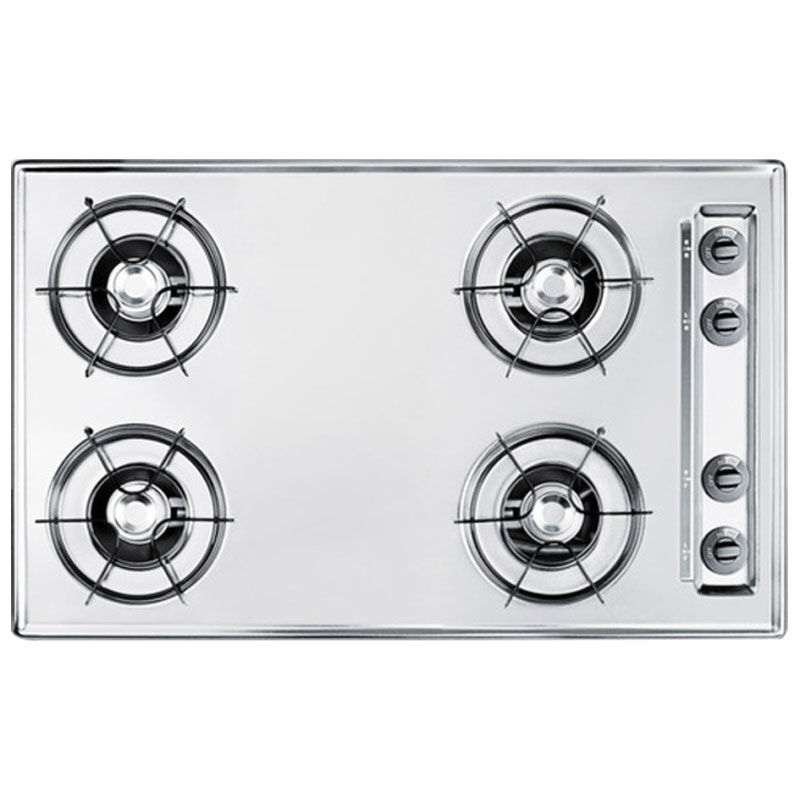 Summit 30 in. 4-Burner Natural Gas Cooktop - Stainless Steel Look, , hires