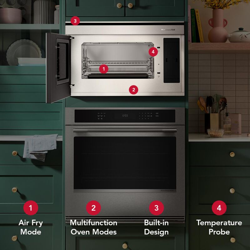 KitchenAid 30 in. 1.1 cu. ft. 950W Smart Built-In Microwave with Convection & Sensor Cooking - Stainless Steel with PrintShield Finish, , hires