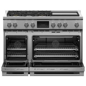 Fisher Paykel Pro Series 9 48 in. 6.9 cu. ft. Smart Air Fry True European Convection Double Oven Dual Fuel Range with 5 Sealed Burners & Griddle - Stainless Steel, , hires
