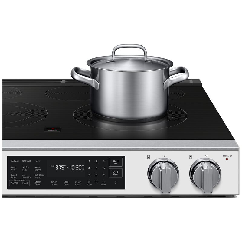 Samsung Bespoke 30 in. 6.3 cu. ft. Smart Air-Fry True European Convection Slide-In Range with Radiant Burners - White Glass, White Glass, hires