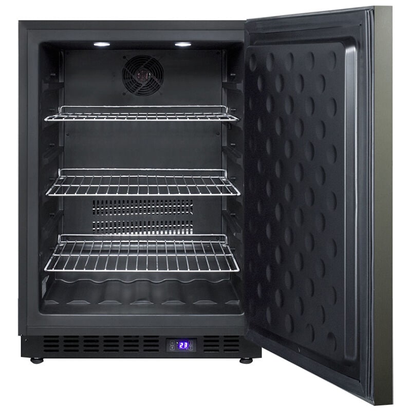 Summit 24 in. 4.7 cu. ft. Built-in Frost Free Compact Upright Freezer with Adjustable Shelves - Black Stainless Steel, , hires