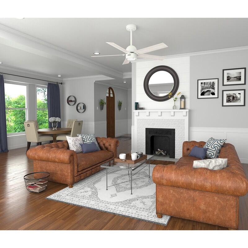 Hunter 52 in. Erling Energy Star Ceiling Fan with LED Light Kit & Handheld Remote - Fresh White, Fresh White, hires