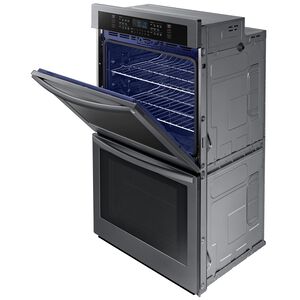 Samsung 30 in. 10.2 cu. ft. Smart Top Control Electric Double Wall Oven - Fingerprint Resistant Black Stainless Steel, Black Stainless, hires