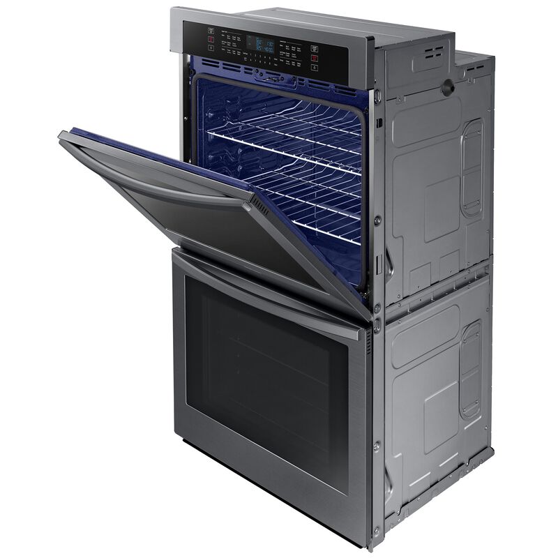Samsung 30 in. 10.2 cu. ft. Smart Top Control Electric Double Wall Oven - Fingerprint Resistant Black Stainless Steel, Black Stainless, hires