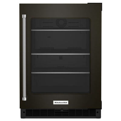 KitchenAid 24 in. 5.2 cu. ft. Built-In Undercounter Refrigerator with Glass Door - Black Stainless Steel | KURR314KBS