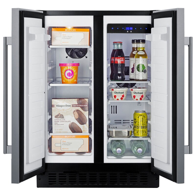 Summit 24 in. 3.7 cu. ft. Side by Side Undercounter Refrigerator - Stainless Steel with Black Cabinet, , hires