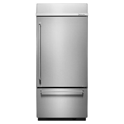 KitchenAid 36 in. Built-In 20.9 cu. ft. Counter Depth Bottom Freezer Refrigerator Right Hinged - Stainless Steel | KBBR306ESS