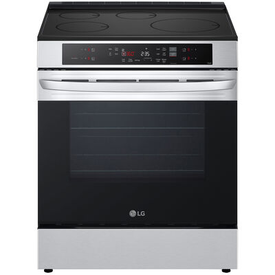 LG 30 in. 6.3 cu. ft. Smart Air Fry Convection Oven Slide-In Electric Range with 4 Induction Zones - PrintProof Stainless Steel | LSIL6332FE