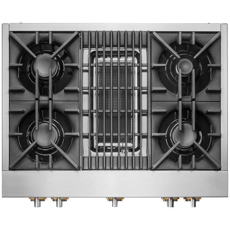 JennAir Rise 36" Slide-In Gas Cooktop with 4 Sealed Burners & Griddle - Stainless Steel, , hires