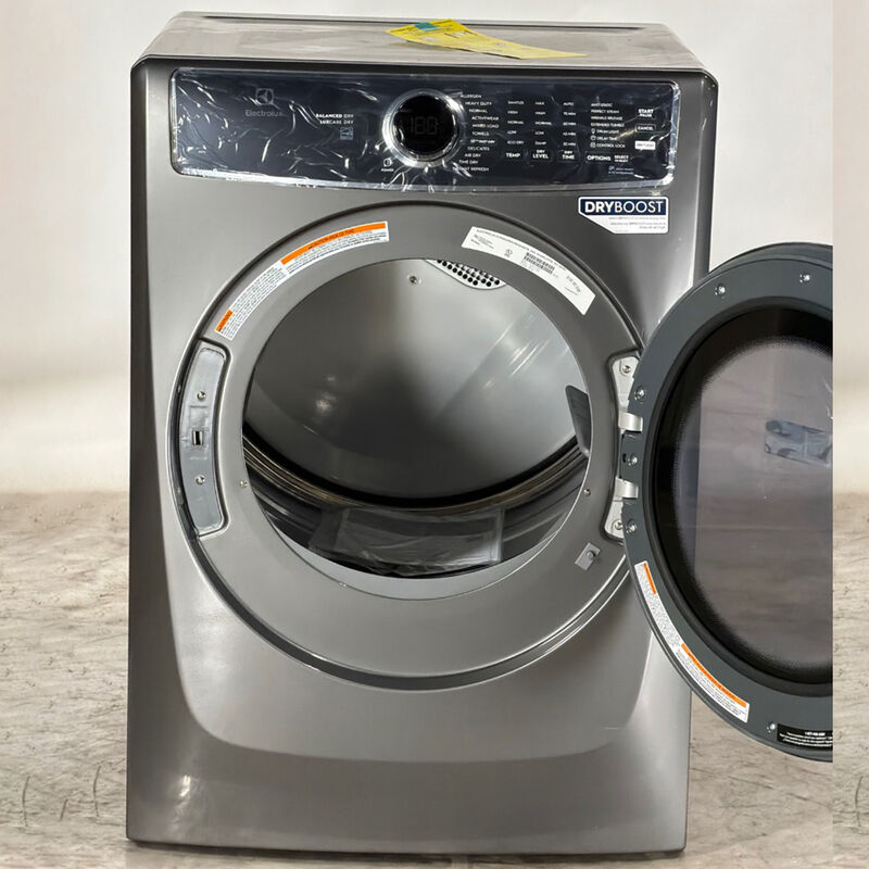 Electrolux 600 Series 27 in. 8.0 cu. ft. Stackable Electric Dryer with Balance Dry, Instant Refresh, Perfect Steam & Sanitize Cycle - Titanium (Open Box Excellent Condition), , hires