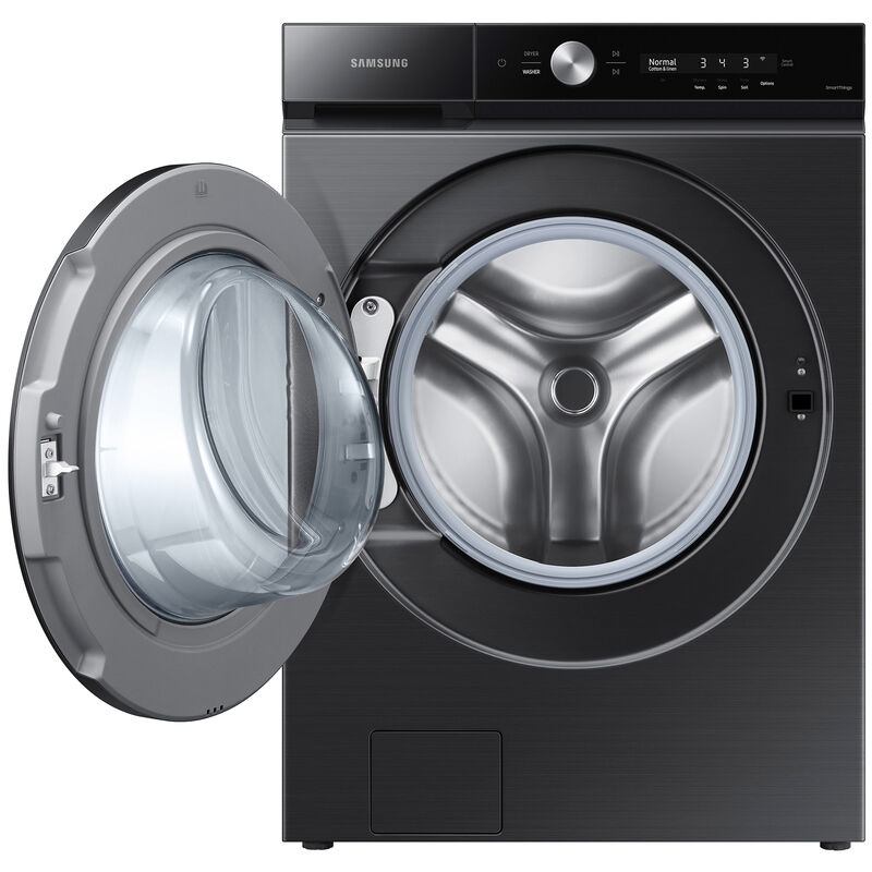 Samsung Bespoke 27 in. 5.3 cu. ft. Smart Stackable Front Load Washer with Super Speed Wash & AI Smart Dial - Brushed Black, Brushed Black, hires