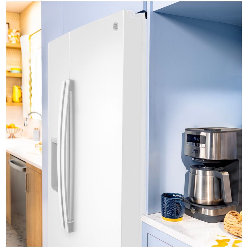 GE 36 in. 23.6 cu. ft. Counter Depth Side-by-Side Refrigerator with Ice & Water Dispenser - White, , hires