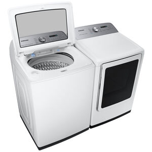Samsung 27 in. 7.4 cu. ft. Smart Gas Dryer with Sanitize+, Steam Cycle & Sensor Dry - White, White, hires