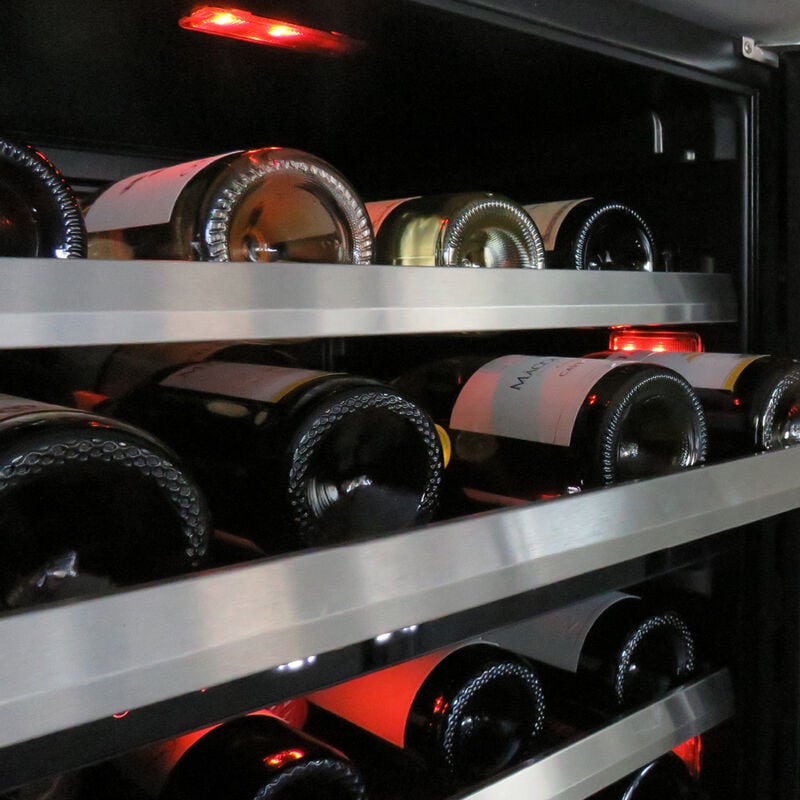 XO 24 in. Undercounter Wine Cooler with Metal Racks, Dual Temperature Zones & 46 Bottle Capacity Left Hinged - Stainless Steel, Stainless Steel, hires