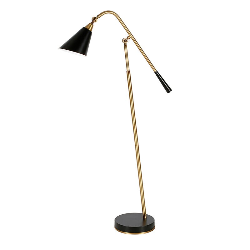 Hudson & Canal Vidal Two-Tone Brass and Matte Black Floor Lamp, , hires
